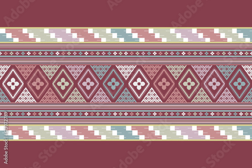 Ethnic Thai Northern Native Pattern.  Vector seamless pattern design for fabric, tile, carpet, embroidery, wallpaper and background