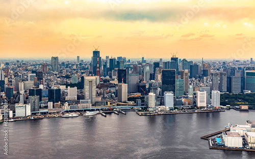 Wallpaper Mural Aerial view of Odaiba Harbor in Minato City, Tokyo, Japan Torontodigital.ca