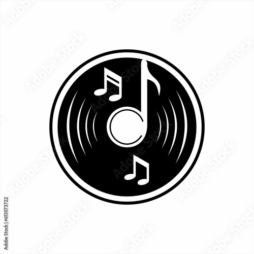 Disc music logo design with music notation.