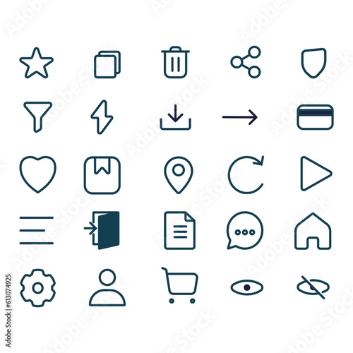 Vector ui icons for website, mobile design. Vector simple icons for web design.