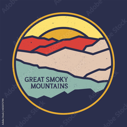 Great Smoky Mountains, National Park vector print illustration Line Art style