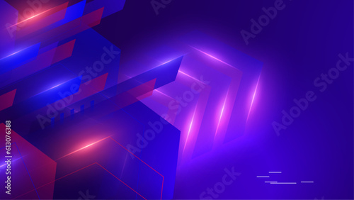 Dark abstract background with UV neon glow, blurred light lines, waves