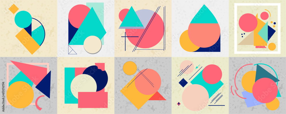 Geometric shape Wallpaper. Vector Illustrations Bundle Collection Abstract Backgrounds, Posters, and Banners
