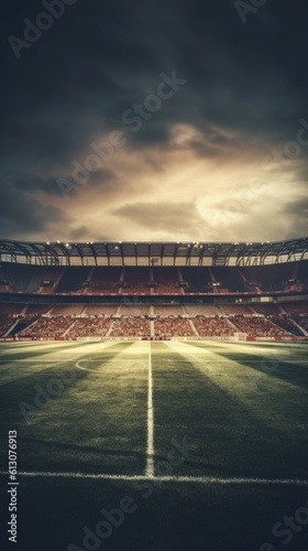 Vintage football stadium. Concept of excitement and energy. Generative AI