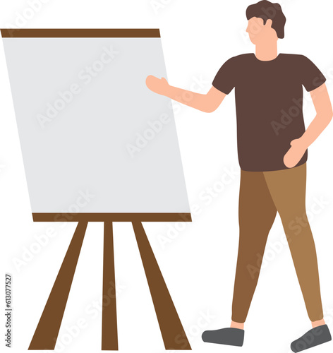 man artist easel with canvas