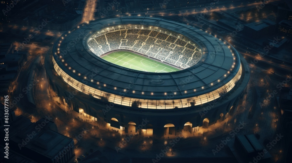Football stadium from above. Excitement and energy concept. Generative AI