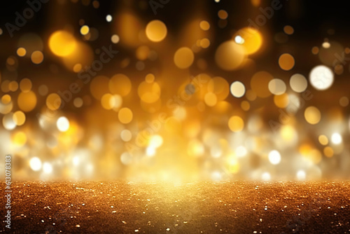 Wallpaper Mural Holiday sparkle. Premium shiny gold effect decoration abstract design bokeh black blurred background Torontodigital.ca