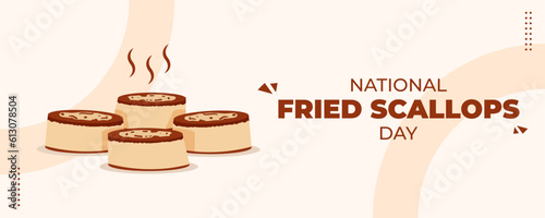 National Fried Scallops Day on 02 October Banner Background. Horizontal Banner Template Design. Vector Illustration