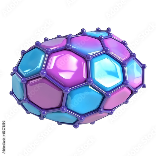 Abstract pink and blue structure with hexagon surface isolated on transparent background - Generative AI
