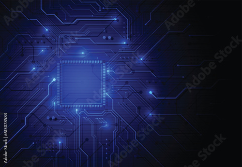 Abstract background with technology circuit board texture. Artificial intelligence electronic board. Communication and engineering concept. Vector illustration