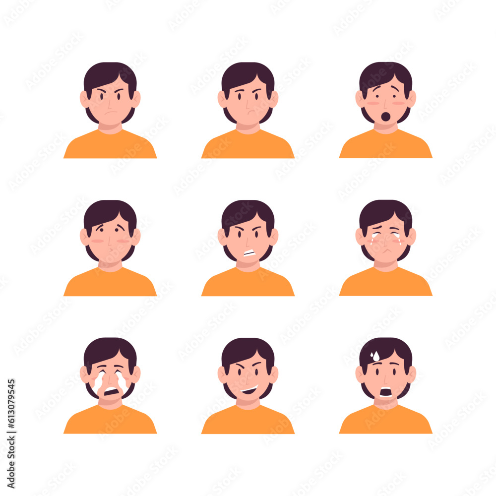 Set Of Young Man Face Expression Avatars Vector
Set Of Young Man Face Expression Avatars Vector