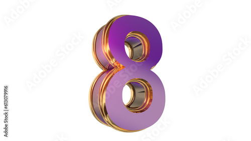 Bold gold purple 3d number design