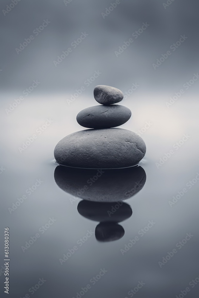 Stone Pyramid, Pebbles Balance Pile, Harmony Zen Stones, Balance Stack Abstract Generative AI Illustration Stone Pyramid, Pebbles Balance Pile, Harmony Zen Stones, Balance Stack Abstract Generative AI Illustration