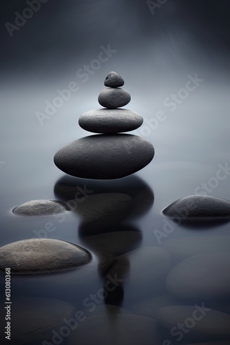 Stone Pyramid  Pebbles Balance Pile  Harmony Zen Stones  Balance Stack Abstract Generative AI Illustration