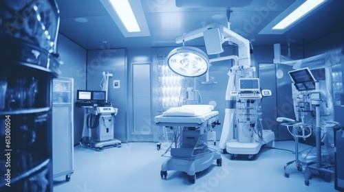 Modern operating room with modern medical equipment. Generative AI