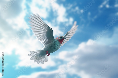 Bird of peace in the sky. Dramatic lighting, low angle view. Stunning generative art © Cheport