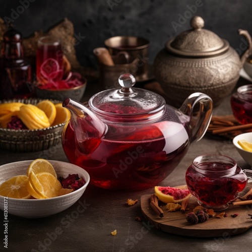 Teapot of Hot Karkade Tea