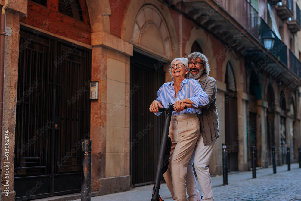 Fototapeta premium Stylish pensioners on alternative transportation.