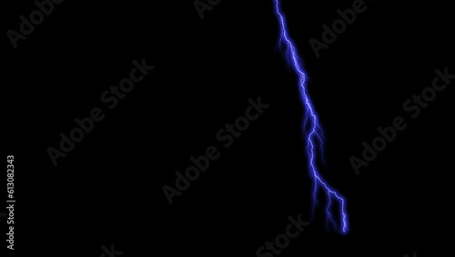 Strong electric discharge realistic isolated on black transparent background. Burning lightning in the dark. Electric power flash light effect.