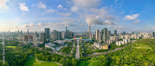 The Shenzhen cityscape in the morning. © imphilip