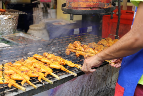 The chicken grill is the street food in Thailand