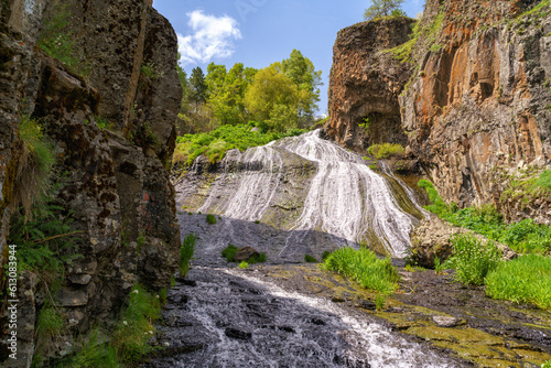 Panorama of Jermuk waterfall in Armenia