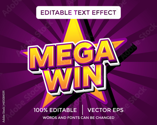 MEGA WIN 3D text effect template