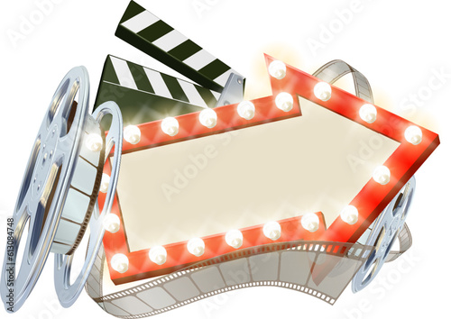 An arrow sign retro film cinema frame movie background concept