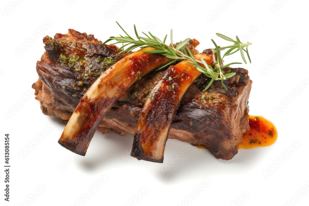 Grilled Ribs, Lamb Barbecue, Roasted Meat on Dark Background, Abstract Generative AI Illustration Grilled Ribs, Lamb Barbecue, Roasted Meat on Dark Background, Abstract Generative AI Illustration