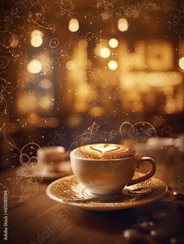 Magical Latte Art, Cappuccino Coffee Foam, Drink Design, Beautiful Latte Art, Abstract Generative AI Illustration