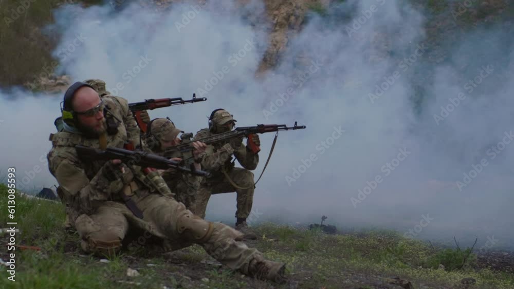 Ukrainian soldiers practicing shooting skills at the range Ukrainian soldiers practicing shooting skills at the range