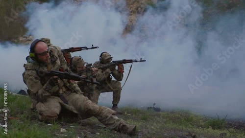 Ukrainian soldiers practicing shooting skills at the range