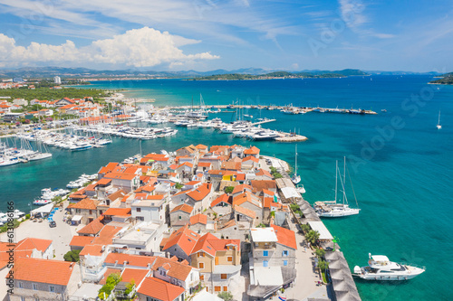 Old town of Tribunj and island archipelago in Dalmatia, Croatia photo