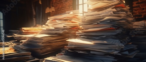 A stack of insurance documents and papers. Generative AI