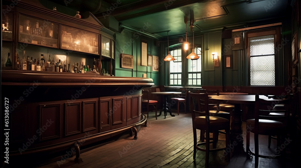 Interior of a bar before opening