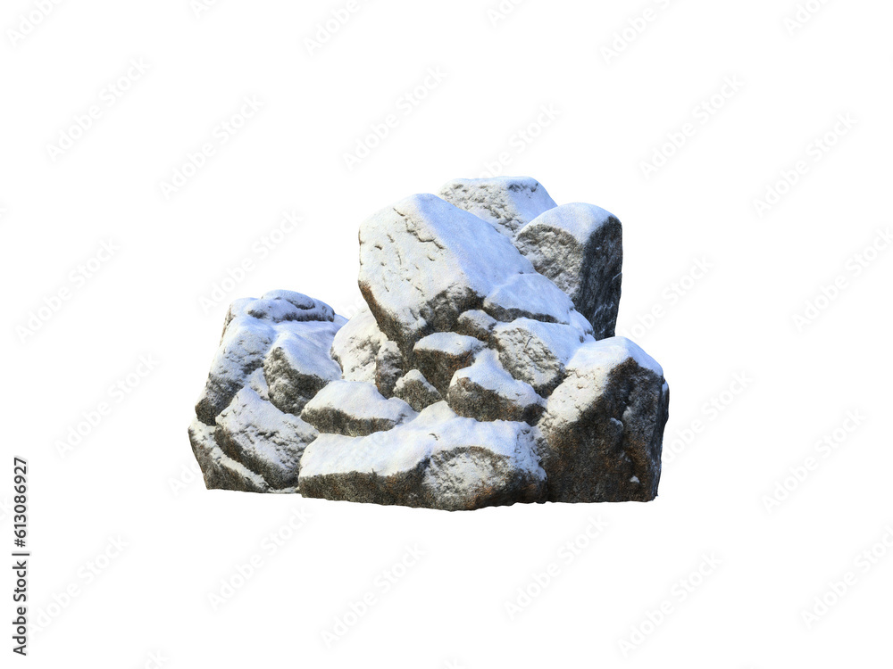 3d render mineral stone snow rock