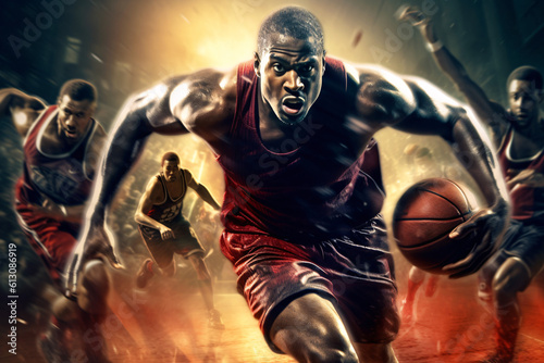 dynamic and intense energy of athletes in action, guy playing basketball. 