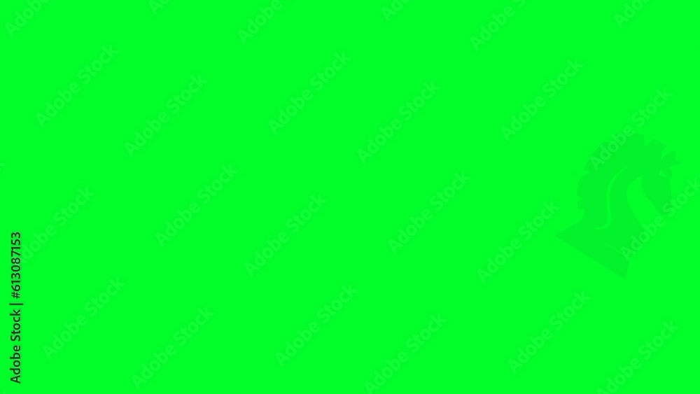 animation of a jumping chess horse on a green background