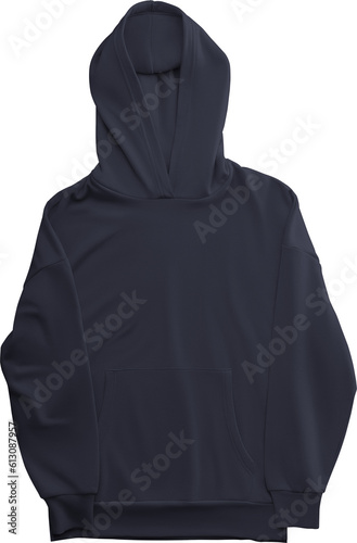 Unisex blue hoodie mockup, png, front view