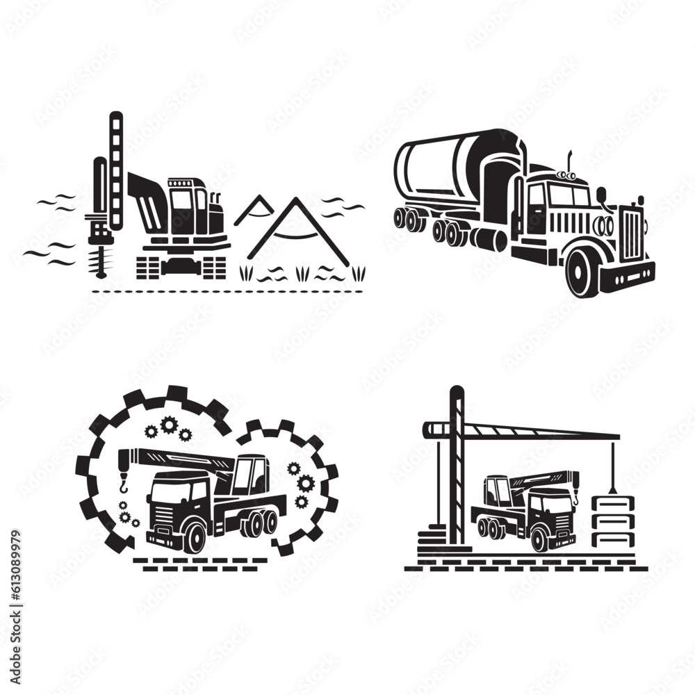 Obraz premium A set of vector logos of industry and transport.
