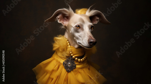 A regal portrait of a Renaissance dog, exuding elegance and sophistication with an air of historical charm and grace. generated ai.