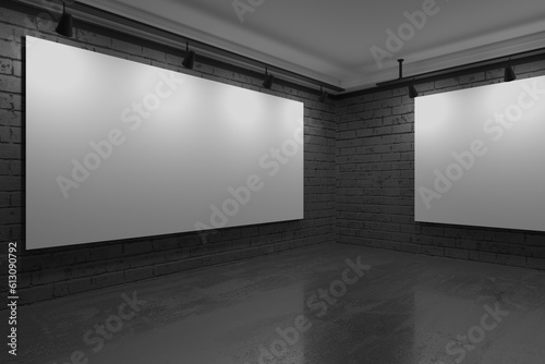 Modern exhibition hall interior. Gallery room background