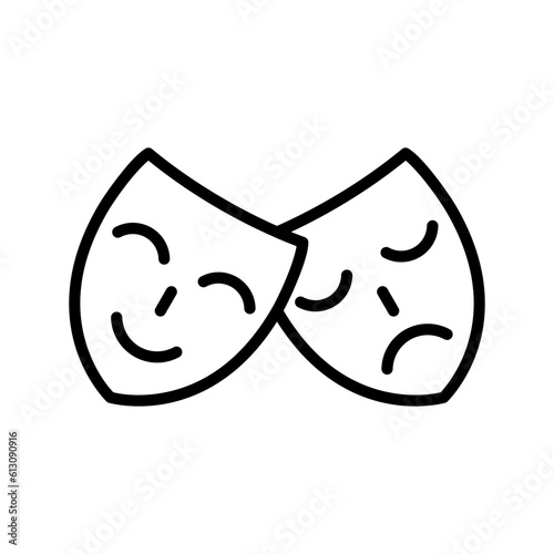 Theater Mask Outline Icon Vector Illustration