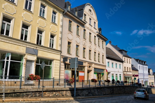 Obraz na płótnie reichenbach, deutschland - sanierte häuser in der altstadt w salonie