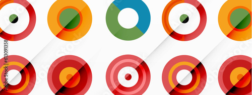Colorful circles in a grid composition abstract background. Design for wallpaper, banner, background, landing page, wall art, invitation, prints, posters