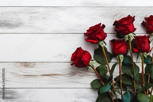 Red roses banner. Generate Ai