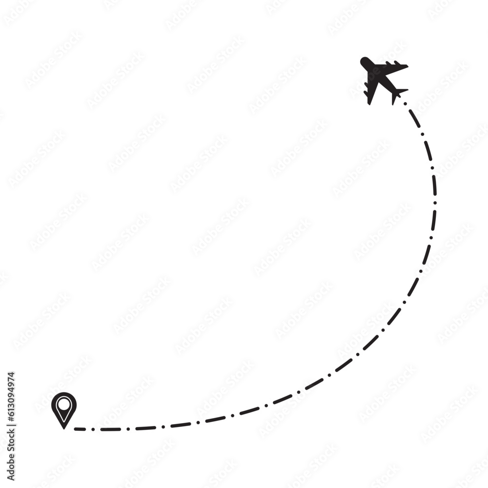 Dashed Line Airplane Route Icon Dashed Line Airplane Route Icon