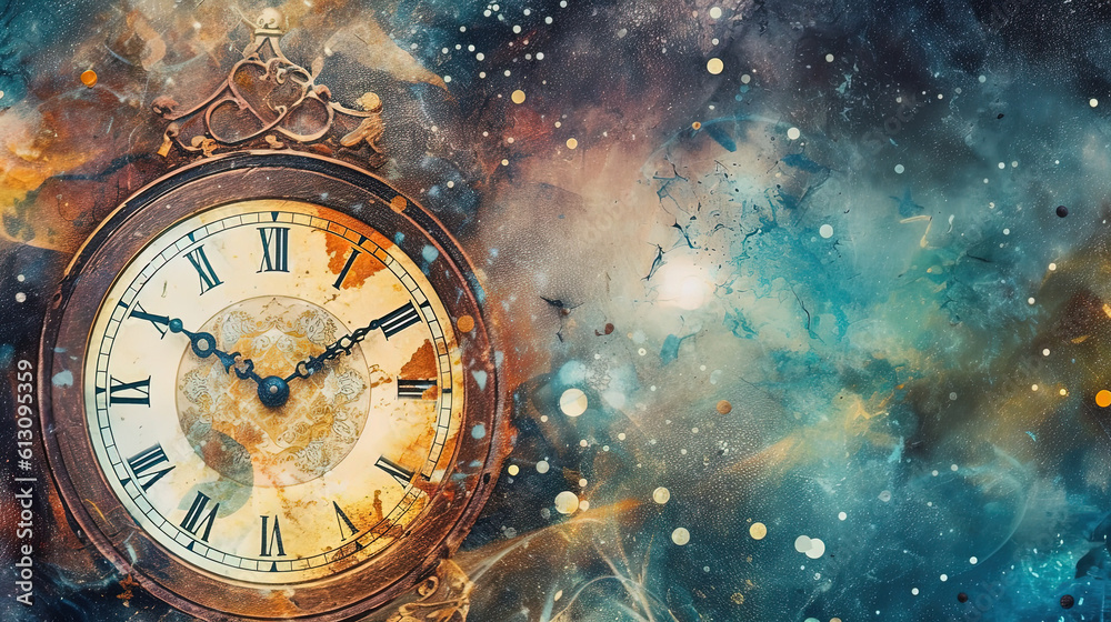 Concept of transience, the ephemeral nature of time, abstract illustration of clock floating in space. AI generated Concept of transience, the ephemeral nature of time, abstract illustration of clock floating in space. AI generated