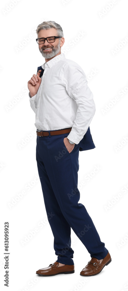Mature businessman in stylish clothes posing on white background Mature businessman in stylish clothes posing on white background