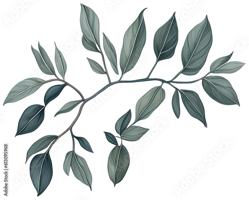 Watercolor green leave. Generative AI